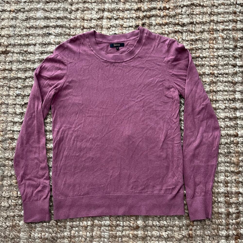 Quince Cotton Cashmere Crew Sweater Crushed Berry Purple M Lightweight Capsule